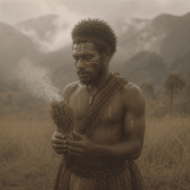 A cultural scene inspired by Dani mythology