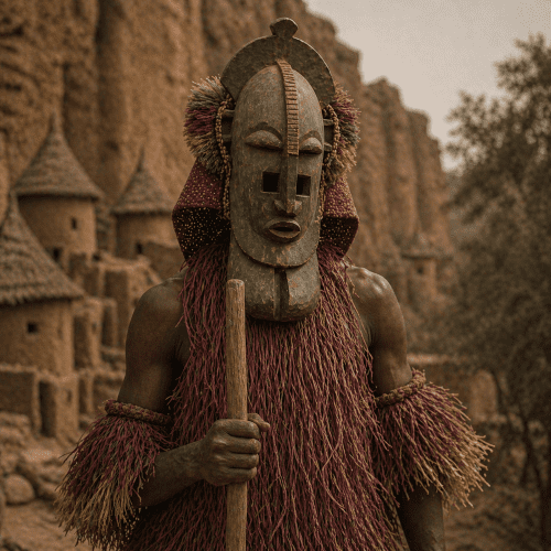 A cultural scene inspired by Dogon mythology