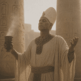 A cultural scene inspired by Egyptian mythology