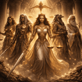 Justice_ Gods of Justice in golden light