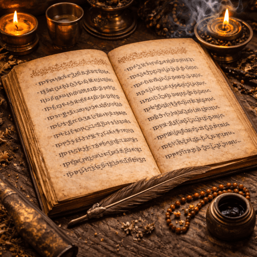 Avestan hymns before a sacred fire altar