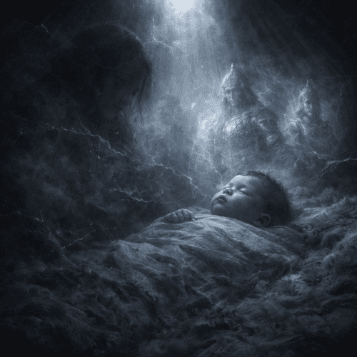 The birth of Genghis Khan symbolising the prophecy of the Cursed Blood Clot