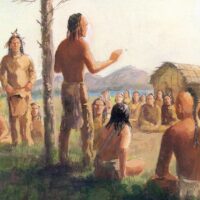 Painting of Deganawida with other tribesmen