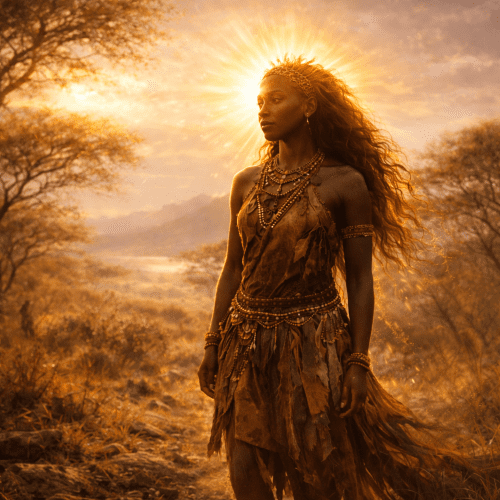 Ishoko, the sun goddess, in the savanna