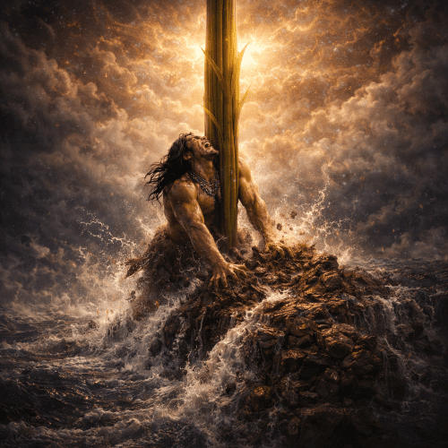 First Man rises from the floodwaters in Navajo Creation Story