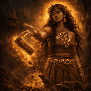 Philippine goddess Sinonggol in the dark cave