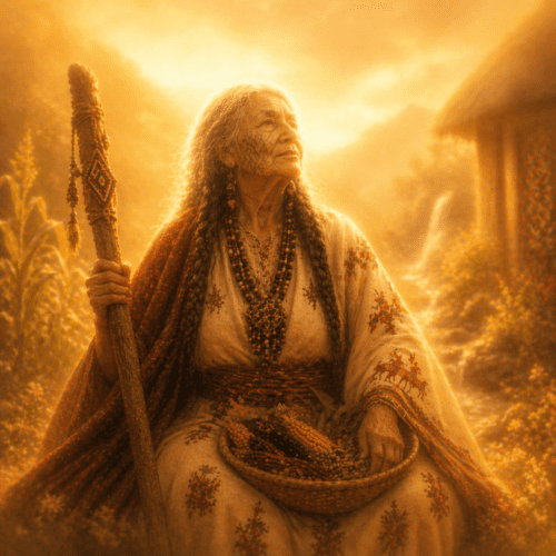 Huichol goddess Takutsi Nakawe at sunrise