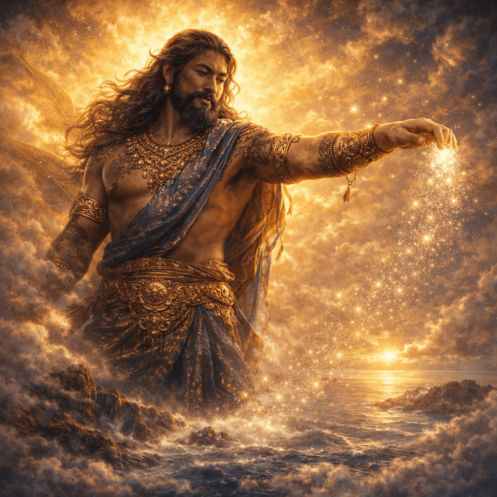 Tungkung Langit as a towering celestial presence forming the sky,