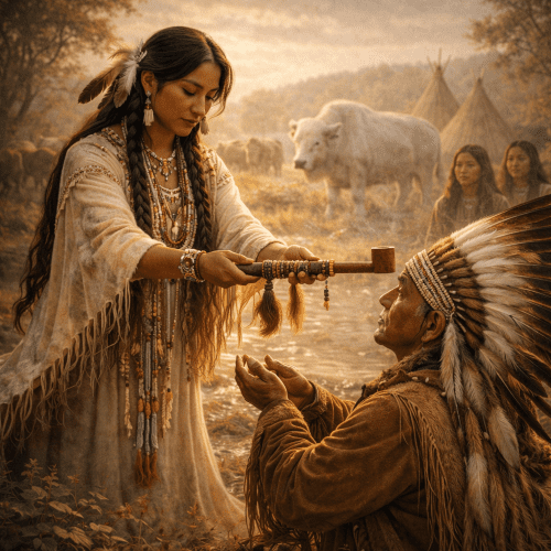 Passing on of White Buffalo Calf Woman's Sacred Pipe