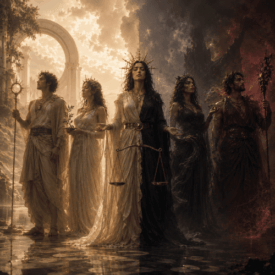 Balance & Chaos_ Gods of Balance and Chaos standing together