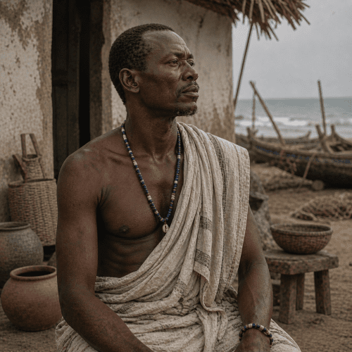 A cultural scene inspired by Ga Agangbe mythology