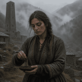 A cultural scene inspired by Georgian mythology