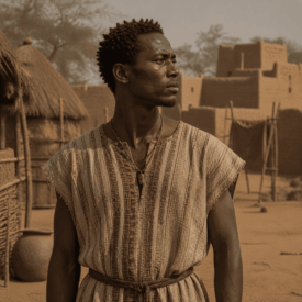 A cultural scene inspired by Hausa mythology