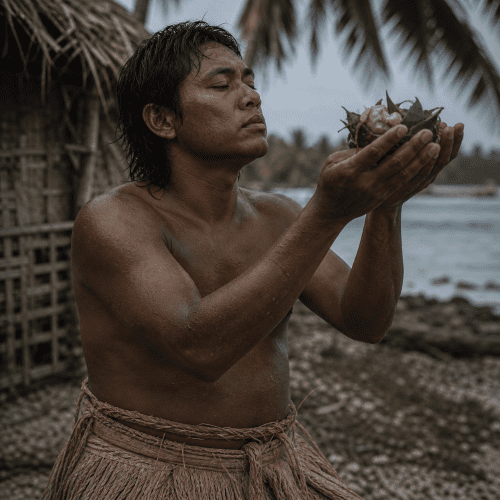 A cultural scene inspired by Ifaluk mythology