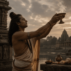 A cultural scene inspired by Indian mythology