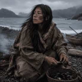 A cultural scene inspired by Kawesqar mythology