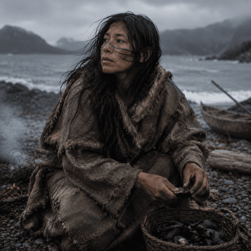 A cultural scene inspired by Kawesqar mythology