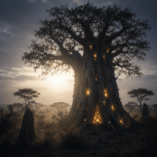 Baobab of the Spirits at dusk