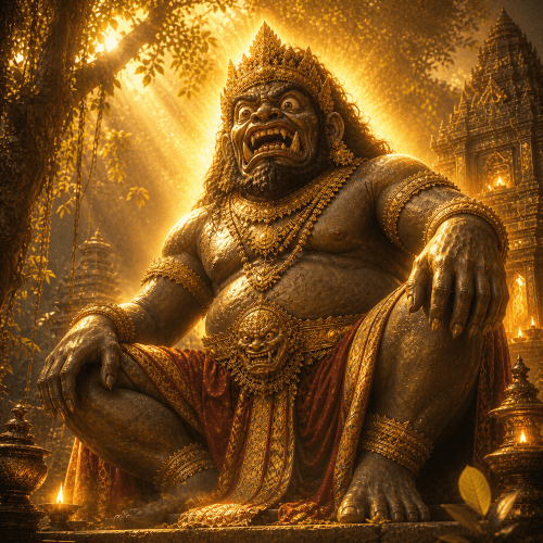 Batara Kala, a towering Javanese ogre deity emerging from shadow