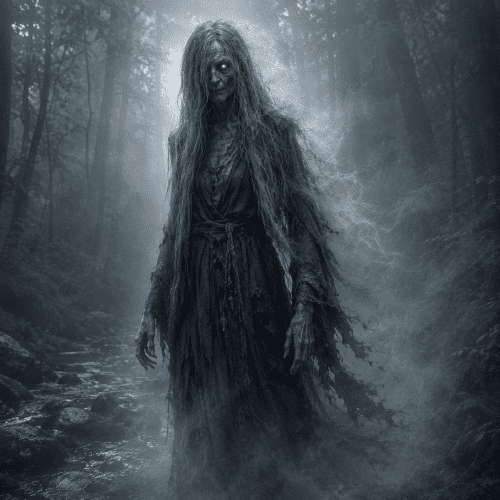 Slavic Likho in a dark forest