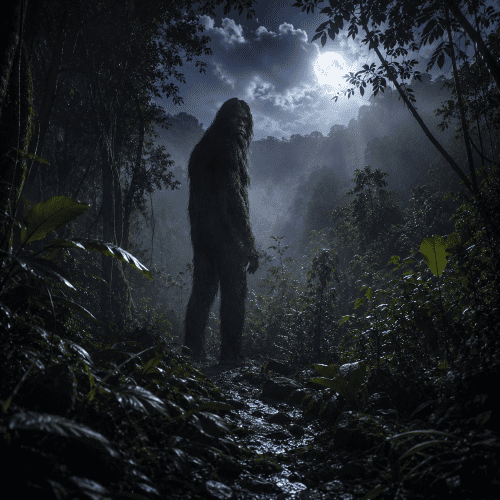 Mande Barung in a moonlight forest