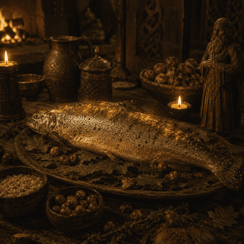 The Salmon of Wisdom laid out on the table