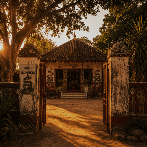 Temple of Pythons during Benin’s dry season,