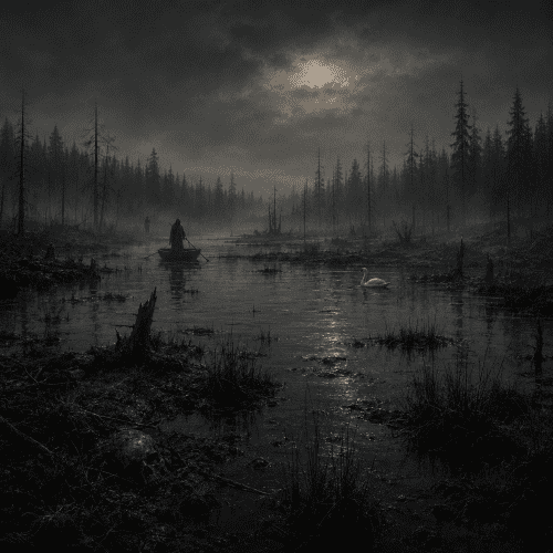 Tuonela is imagined as a bleak natural realm.