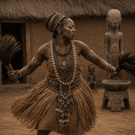 Tribal imagery representing Luba mythology
