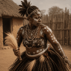 Tribal imagery representing Lugbara mythology