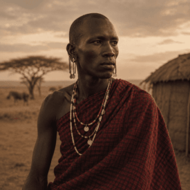 Tribal imagery representing Maasai mythology