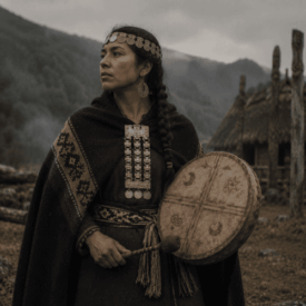 Tribal imagery representing Mapuche mythology