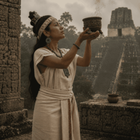 Tribal imagery representing Mayan mythology