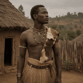 Tribal imagery representing Mbundu mythology