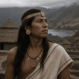 Tribal imagery representing Muisca mythology