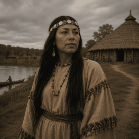 Tribal imagery representing Muscogee mythology