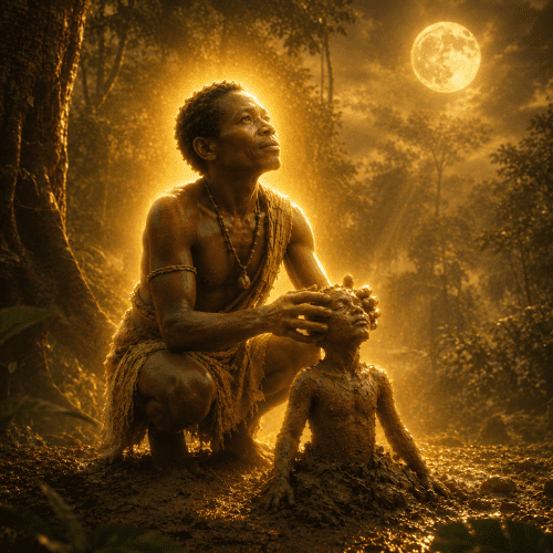 Arebati, the supreme creator deity of Mbuti mythology during creation