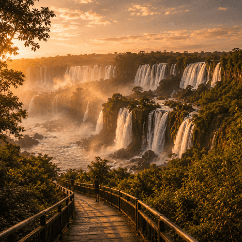 Iguazu Falls at sunset