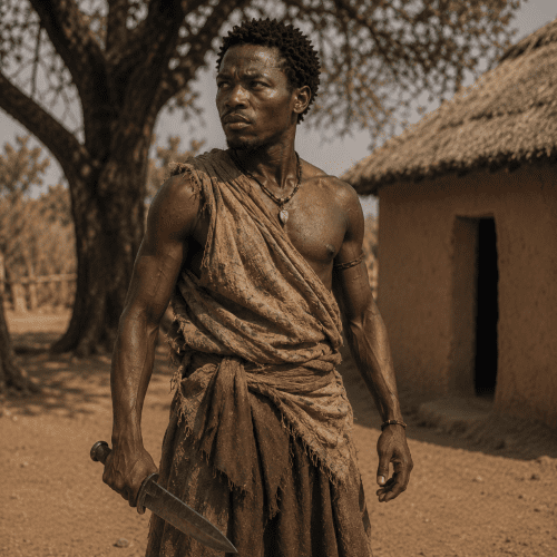 Kabundungulu from Mbundu mythology standing on a storm-swept Angolan plain