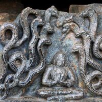 Mythlok - Karkotaka carving Stone carving of Karkotaka at the temple