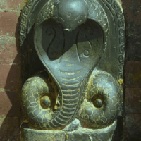Mythlok - Karkotaka stone Stone carving of Karkotaka at the temple