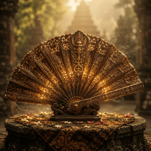 Kipas Sakti : The Legendary Magical Fan of Indonesia The Kipas Sakti in a temple courtyard