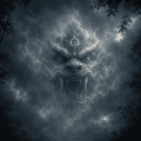 Mythlok - Kirtimukha Kirtimukha from Indian mythology with enormous lion-like face with bulging eyes, massive fangs