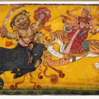 Painting of Mahishasura getting killed