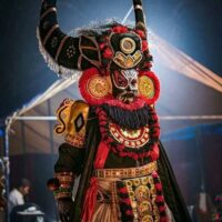 Cultural performance dressed like Mahishasura