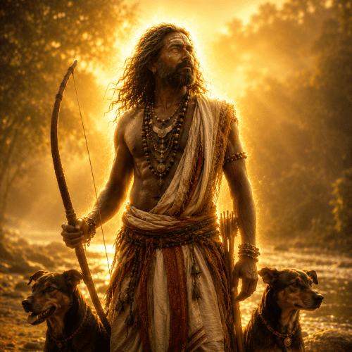 Muthappan standing beside the Valapattanam River in Kerala