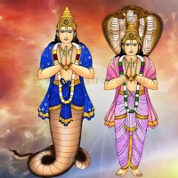 Drawing of Indian mythical character Rahu and Ketu