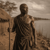 Mythlok - Ramogi Ajwang' Ramogi Ajwang' standing atop Got Ramogi Hill overlooking Lake Victoria
