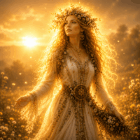 Mythlok - Vesna Slavic goddess Vesna in a meadow