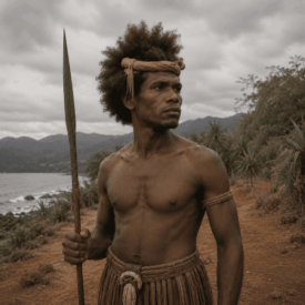 Tribal imagery representing New Caledonian mythology